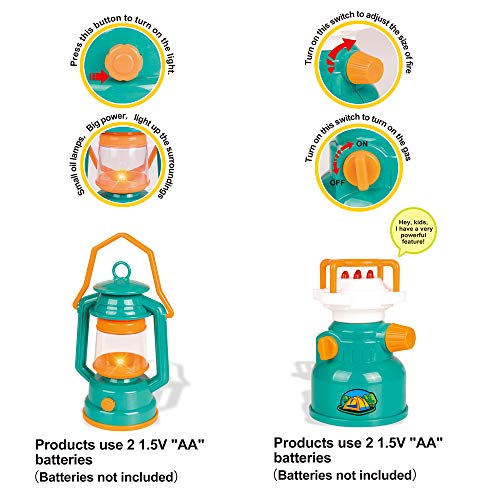 Aomola Kids Camping Set with Tent, Camping Gear Toy with Pretend Play Tent Outdoor Toys Birthday Gifts for 3 4 5 6 7 Year Old Boys Girls Toddlers 20 Pieces by Aomola