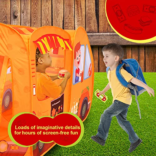 WEEK BEAN Kids Food Truck Tent with 55pcs Pretend Play Toy Food Set, Pop Up Play Tent with Childrenâs Ball Pit for Kids, Toddlers, Boys & Girls Indoor Outdoor, Gift for Aged 3 4 5 6 7 8 by SHANTOU QIBAO TECHNOLOGY CO.,LTD.