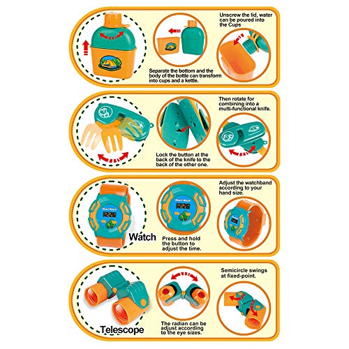 Aomola Kids Camping Set with Tent, Camping Gear Toy with Pretend Play Tent Outdoor Toys Birthday Gifts for 3 4 5 6 7 Year Old Boys Girls Toddlers 20 Pieces by Aomola