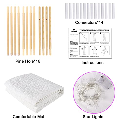 Meland Teepee Tent for Kids - Unicorn Girls Playhouse - Canvas Foldable Teepee Play Tent with Star Lights, Padded Mat & Storage Bag, Birthday for Girls Princess Indoor & Outdoor Playing from Meland