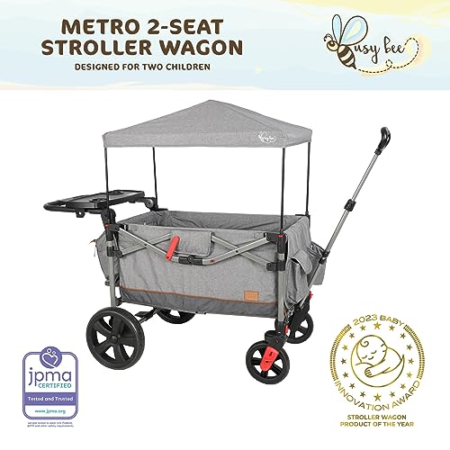 BusyBee 40.16"X27.56"X46.46" Kids Metro 2-Child Each seat Holds up to 55lbs Weight Capacity Stroller Wagon, Grey by Westfield Outdoors Inc.