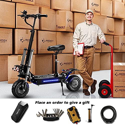 REDDYDY Electric Scooter, Max Speed 60MPH,Total Power 6000W, 75mile Long Range Battery, 60V Dual Drive, 11-inch Wheels, Portable Foldable, Off Road Adult Electric Scooter (60V38AH 70-75 Mile Range) from 