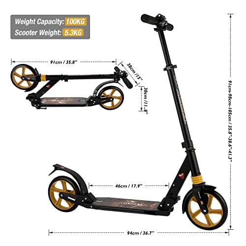 Kick Scooter for Kids 6-12 Years and Up, Folding Scooter for Teens/Adult with 4 Adjustment Levels, Big 8" Wheels Scooters with Anti-Shock Suspension and Carry Strap,Adult Scooter up to 220lbs from RLAIRN