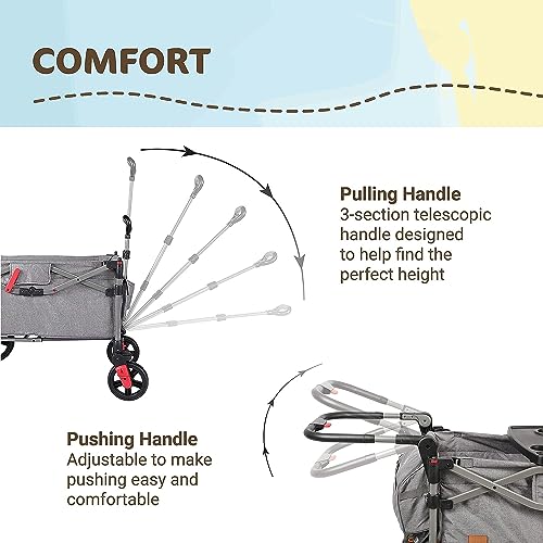 BusyBee 40.16"X27.56"X46.46" Kids Metro 2-Child Each seat Holds up to 55lbs Weight Capacity Stroller Wagon, Grey by Westfield Outdoors Inc.