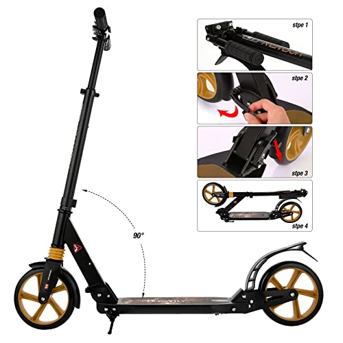 Kick Scooter for Kids 6-12 Years and Up, Folding Scooter for Teens/Adult with 4 Adjustment Levels, Big 8" Wheels Scooters with Anti-Shock Suspension and Carry Strap,Adult Scooter up to 220lbs from RLAIRN