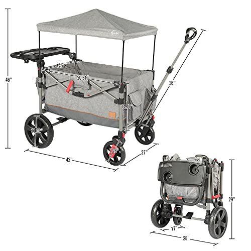 BusyBee 40.16"X27.56"X46.46" Kids Metro 2-Child Each seat Holds up to 55lbs Weight Capacity Stroller Wagon, Grey by Westfield Outdoors Inc.