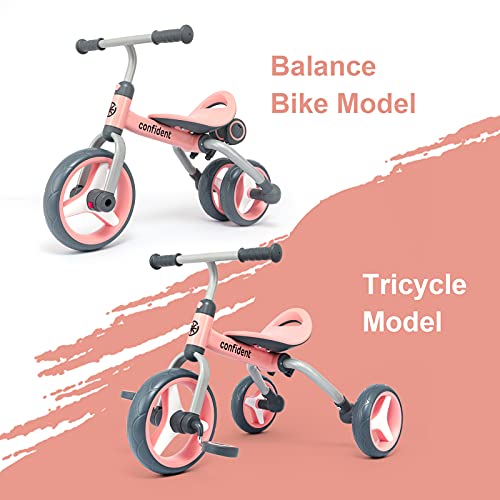 YGJT 4 in 1 Tricycle for Toddlers Age 2-5, Folding Kids Trike Tricycles Toddler Bike with Adjustable Seat and Removable Pedal, Baby Balance Bike Ride-on Toys Gift for Baby Boys Girls Birthday by YGJT