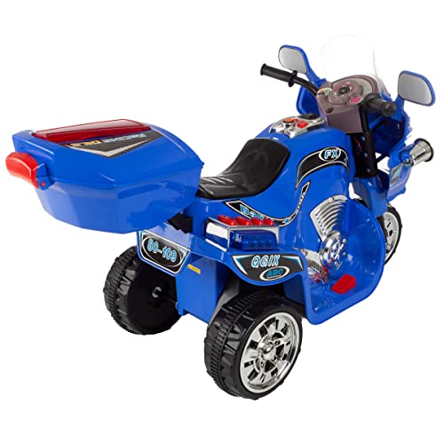Electric Motorcycle for Kids - 3-Wheel Trike - Battery-Powered Motorbike for Kids Ages 3-6 - Fun Decals, Reverse, and Headlights by Lilâ Rider (Blue) by Trademark Global