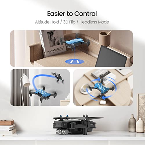 DEERC D20 Mini Drone with Camera for Kids, Remote Control Toys Gifts for Boys Girls with Voice Control, Gestures Selfie, Altitude Hold, Gravity Control, One Key Start, 3D Flips 2 Batteries, Blue by DEERC