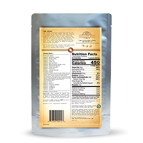 Functional Formularies Liquid Hope Organic Tube Feeding Formula And Nutritional Meal Replacement Supplement, 12 Oz Pouch, Pack of 24 by Nutritional Medicinals, LLC