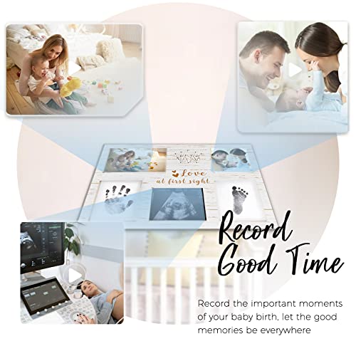 KOIKEY Baby Handprint Footprint Keepsake Gifts - Ultrasound and Newborn Picture White Nursery Decor Wood Frame Kit with No-Clean Print Pad for Baby Shower or New Parents Gift by KOIKEY