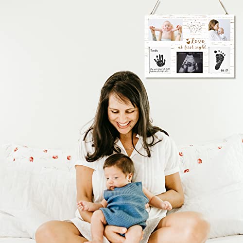 KOIKEY Baby Handprint Footprint Keepsake Gifts - Ultrasound and Newborn Picture White Nursery Decor Wood Frame Kit with No-Clean Print Pad for Baby Shower or New Parents Gift by KOIKEY
