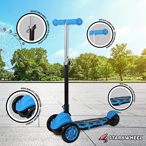 Kick Scooter for Toddlers 3 Wheel Scooter for Kids Ages 3-6 Boys & Girls Scooter, Mini Scooter for Children, Extra Wide Deck (Blue) from Starktoy
