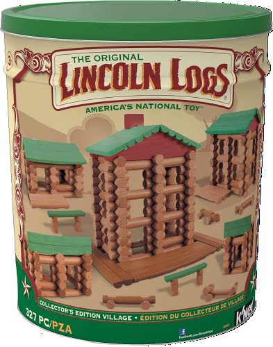 LINCOLN LOGS-Collector's Edition Village-327 Pieces-Real Wood Logs-Ages 3+ - Best Retro Building Gift Set for Boys/Girls-Creative Construction EngineeringâTop Blocks Game Kit - Preschool Education Toy from K'NEX