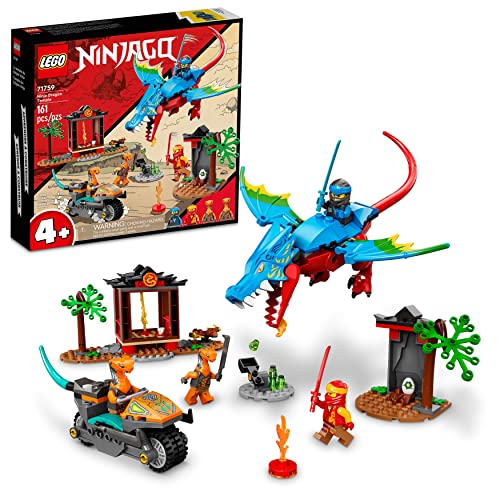 LEGO NINJAGO Ninja Dragon Temple Set 71759 with Toy Motorcycle, Kai, NYA and Snake Warrior Minifigures, Gift for Kids 4 Plus Years Old from LEGO