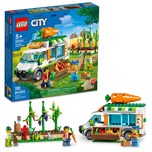 LEGO City Farmers Market Van 60345 Building Toy Set for Kids, Boys, and Girls Ages 5+ Mobile Farm Shop Playset with 3 Minifigures (310 Pieces) by LEGO
