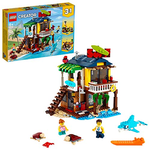 LEGO Creator 3-in-1 Surfer Beach House 31118 - Featuring Lighthouse, Pool House, Boat, 2 Minifigures, Dolphin Figure, Great Summer Building Toy Set for Kids, Girls, and Boys Ages 8+ by LEGO