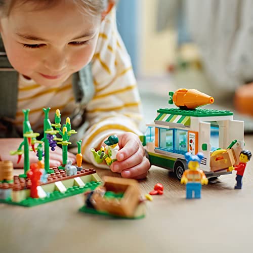 LEGO City Farmers Market Van 60345 Building Toy Set for Kids, Boys, and Girls Ages 5+ Mobile Farm Shop Playset with 3 Minifigures (310 Pieces) by LEGO