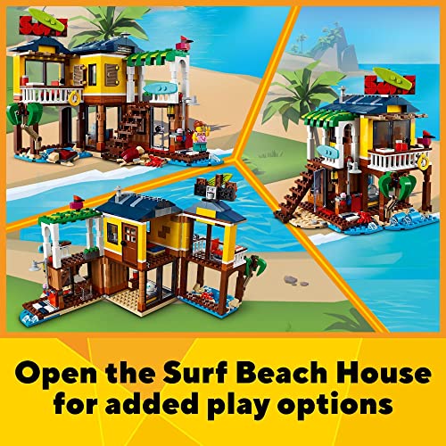 LEGO Creator 3-in-1 Surfer Beach House 31118 - Featuring Lighthouse, Pool House, Boat, 2 Minifigures, Dolphin Figure, Great Summer Building Toy Set for Kids, Girls, and Boys Ages 8+ by LEGO