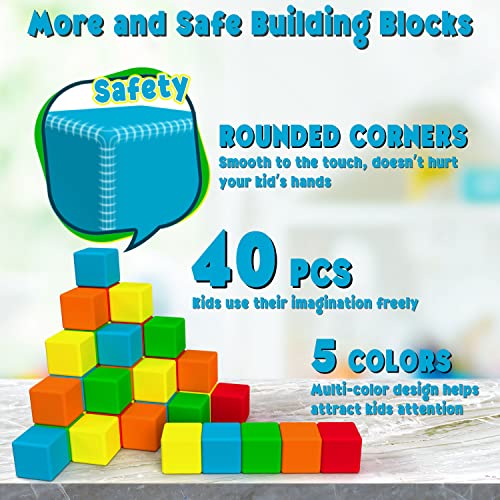 Dolanus Magnetic Blocks for Toddler Toys - 40 Pieces, Max Magnets Strong Magnetic Building Tiles for Kids, STEM Sensory Cube for Preschool, Gift for Boys Girls Age 3 4 5 6 7 Year Old, 1.0 Inch by Dolanus