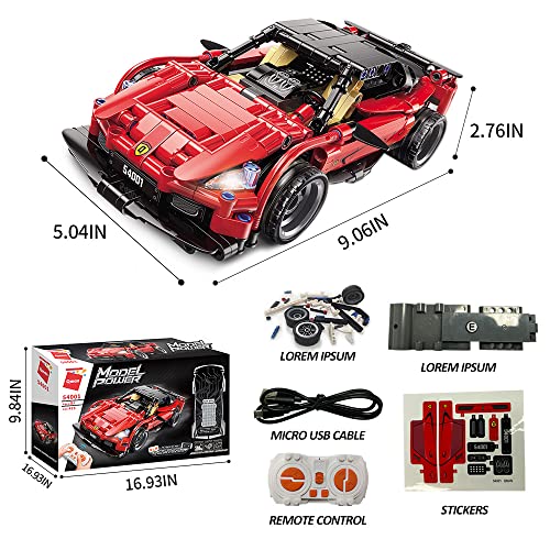 QMAN RC Car STEM Building Toys, 425 Pieces Remote Control Building Blocks Model Car Kit,Racing Car Model Building Block for Boys and Girls Age 6-12 by QMAN