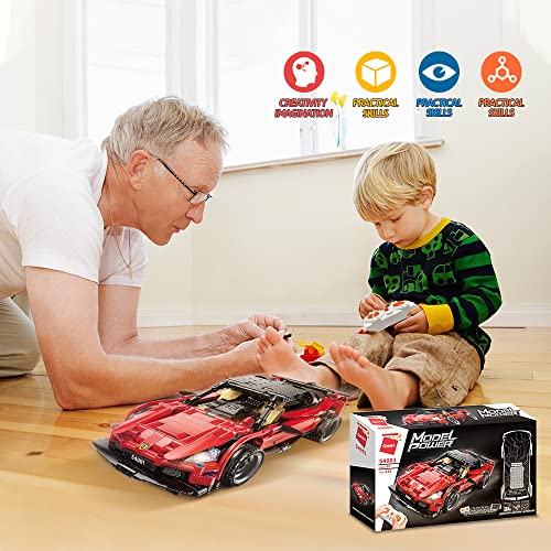 QMAN RC Car STEM Building Toys, 425 Pieces Remote Control Building Blocks Model Car Kit,Racing Car Model Building Block for Boys and Girls Age 6-12 by QMAN