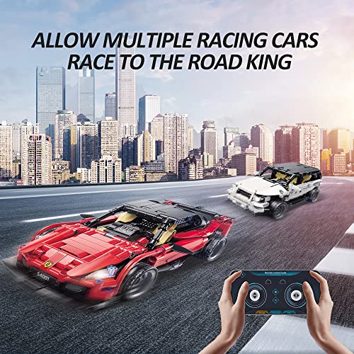 QMAN RC Car STEM Building Toys, 425 Pieces Remote Control Building Blocks Model Car Kit,Racing Car Model Building Block for Boys and Girls Age 6-12 by QMAN