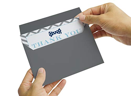 Bow Tie Baby Shower Thank You Cards with Envelopes (15 Pack) Oh Boy Theme Supplies Navy and Grey â Notecard Thanks from Baby Boy - A6 Flat Stationery Set Printed (4 X 6 inches) Paper Clever Party from 