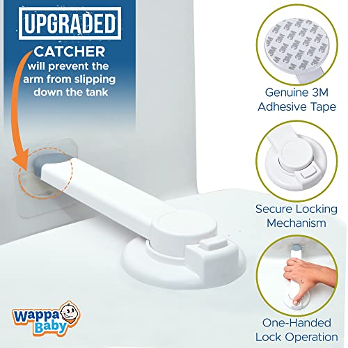 Toilet Lock Child Safety - Ideal Baby Proof Toilet Seat Lock with 3M Adhesive | Easy Installation, No Tools Needed | Fits Most Toilet Seats - White (1 Pack) by Wappa