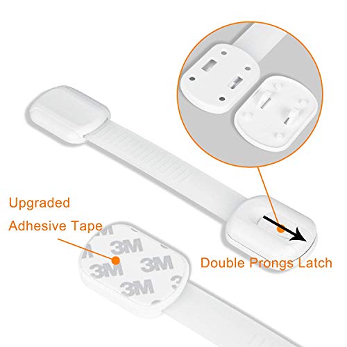 12 Pack Baby Proofing Cabinet Strap Locks - Vkania Kids Proof Kit - Child Safety Drawer Cupboard Oven Refrigerator Adhesive Locks - Adjustable Toilets Seat Fridge Latches - No Drilling by 