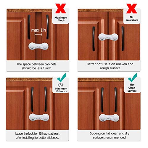Cabinet Locks - Adoric Child Safety Locks 4 Pack - Baby Safety Cabinet Locks - Baby Proofing Cabinet Kitchen System with Strong Adhesive Tape from Adoric Life