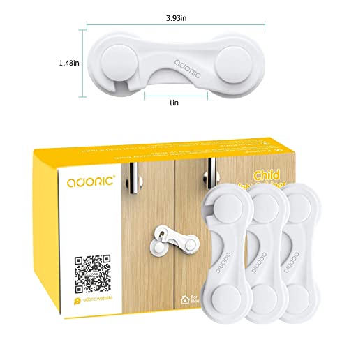 Cabinet Locks - Adoric Child Safety Locks 4 Pack - Baby Safety Cabinet Locks - Baby Proofing Cabinet Kitchen System with Strong Adhesive Tape from Adoric Life