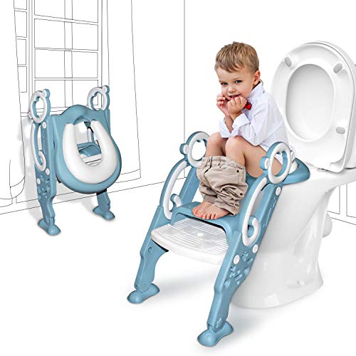 GrowthPic Toddler Toilet Seat with Step Stool Ladder for Boy and Girl Baby, Potty Training Seat Kid's Toilet Trainer Seat Chair with Splash Guard by GrowthPic