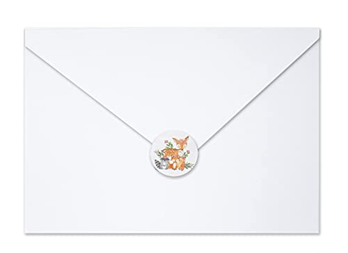 50 Pack Watercolor Girl Woodland Greenery Thank You Cards, Cute Thank You Notes with Envelopes & Stickers, Baby Shower, Birthday any Occasion Large Size 4x6 Animal Fox Raccoon Deer Owl Gratitude For Party, Children Stationery from 