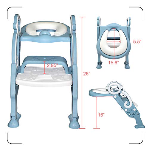 GrowthPic Toddler Toilet Seat with Step Stool Ladder for Boy and Girl Baby, Potty Training Seat Kid's Toilet Trainer Seat Chair with Splash Guard by GrowthPic