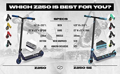 Fuzion Z250 SE Pro Scooters - Trick Scooter - Intermediate and Beginner Stunt Scooters for Kids 8 Years and Up, Teens and Adults â Durable, Smooth, Freestyle Kick Scooter for Boys and Girls (SE Black) by Nextsport