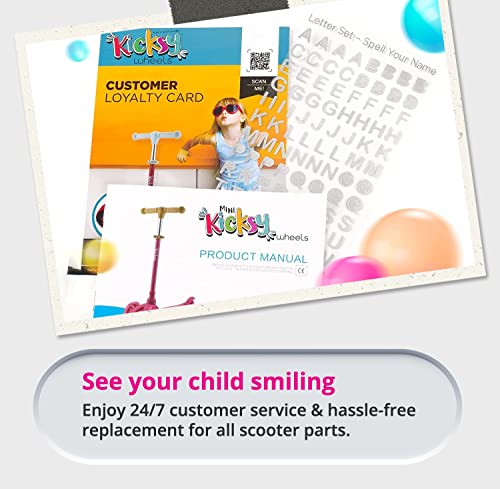 Kicksy Scooter for Kids Ages 3-12. Light & Sturdy 3 Wheel Adjustable Height for Toddler Boys & Girls. LightUp LED Wheels. Age 3+ for Indoor & Outdoor Play. Best Toy & Kids Gift w Anti-Slip Deck Cruise by Kicksy