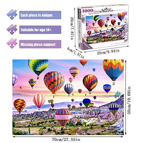 Puzzles for Adults 1000 Piece Puzzles for Adults âHot Air Balloons Landscape Style Jigsaw Puzzle Game Toys Gift from Runlycan