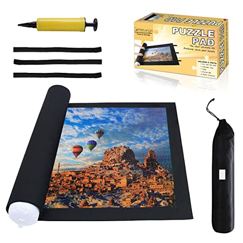 Jigsaw Puzzle Mat Roll Up - 2000 1500 500 Pieces Saver Large Puzzles Board for Adults Kids, Storage and Transport Premium Pump Puzzle Glue Felt Mat Inflatable Tube Cover Keeper Pad Holder Organizer by Devalitable