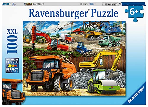 Ravensburger Construction Vehicles 100 Piece Puzzles for Kids, Every Piece is Unique, Pieces Fit Together Perfectly by Ravensburger