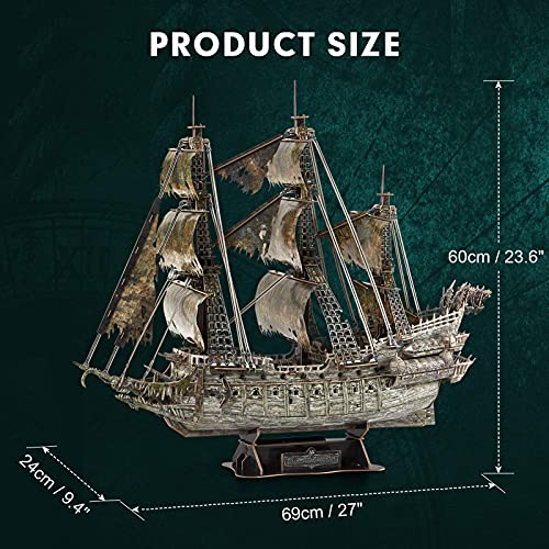 CubicFun 3D Puzzles for Adults Crafts for Adults Gifts for Men Women Green LED Flying Dutchman 360 Pieces Pirate Ship Family Games Birthday Gifts for Men, Lighting Ghost Ship Room Decor Model Kits from CubicFun