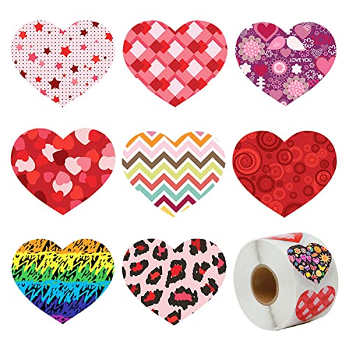 Dzrige 500pcs/roll Heart Shape Labels Love Heart Stickers Love Scrapbooking Adhesive Stickers for Valentine's Day Wedding Decor Stationery Candy Dragee Bag Gift Box Packing Bag Sticker by Dzrige