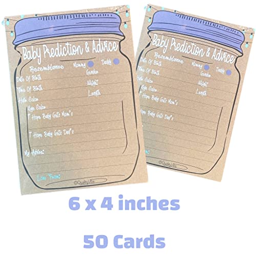 QualityVibe Baby Prediction and Advice Cards Set Of 50. Baby Shower Activity Games. Kraft Style & Mason Jar Background. Thick and easy to write on with any Pen. by QualityVibe