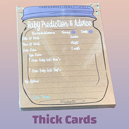 QualityVibe Baby Prediction and Advice Cards Set Of 50. Baby Shower Activity Games. Kraft Style & Mason Jar Background. Thick and easy to write on with any Pen. by QualityVibe