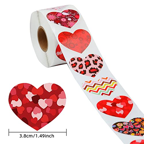 Dzrige 500pcs/roll Heart Shape Labels Love Heart Stickers Love Scrapbooking Adhesive Stickers for Valentine's Day Wedding Decor Stationery Candy Dragee Bag Gift Box Packing Bag Sticker by Dzrige