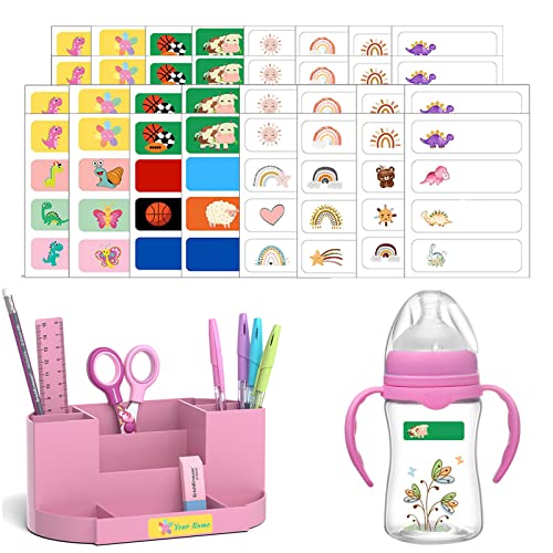 Baby Bottle Labels for Daycare, Self-Laminating, Waterproof Write-On Name Labels, Water Bottle, Lunch Boxes, School Stationery 128 Pack from LINGXIN