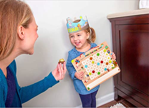 PutskA Potty-Training-Magnetic-Reward-Chart for Toddlers - Potty Chart with Multicolored Emoji & Star Stickers â Motivational Toilet Training for Boys & Girls (Animal Theme) from PUTSKA