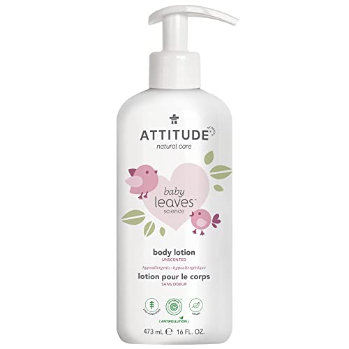 ATTITUDE Natural Baby Lotion for Sensitive Skin, EWG Verified, Hypoallergenic, Dermatologist Tested, Frangrance Free (Pump Bottle), 16 Fl Oz by ATTITUDE Bio Spectra
