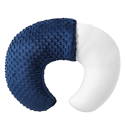 QUENESS Nursing Pillow and Positioner, Breastfeeding, Bottle Feeding, Baby Sitting Support with Removable Ultra Soft Minky Cover, Tummy Time Support for Baby Boys and Girls (Estate Blue) from QUENESS