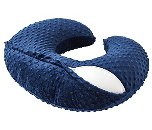 QUENESS Nursing Pillow and Positioner, Breastfeeding, Bottle Feeding, Baby Sitting Support with Removable Ultra Soft Minky Cover, Tummy Time Support for Baby Boys and Girls (Estate Blue) from QUENESS